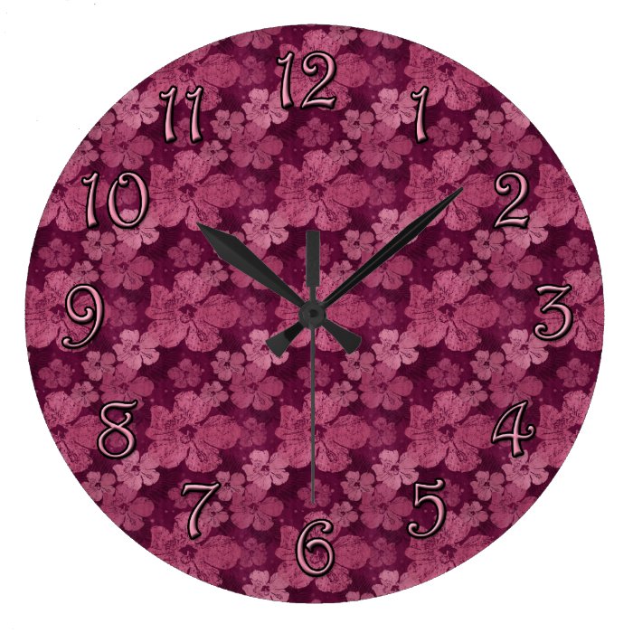 Hibiscus Pink Flowers Batik Wallclock