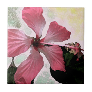 Hibiscus pink tropical flower summer exotic floral ceramic tile
