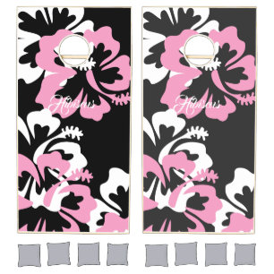 Hibiscus Pink&White   Cornhole Set