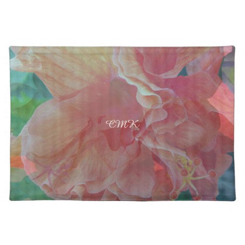 Hibiscus Pique Fabric Monogram Cloth Placemat