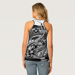 HIBISCUS POLYNESIAN TRIBAL HAWAII ISLANDS Wht Tank Top