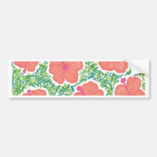 Hibiscus Pop Art Pattern Bumper Sticker