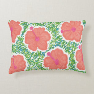 Hibiscus Pop Art Pattern Decorative Pillow