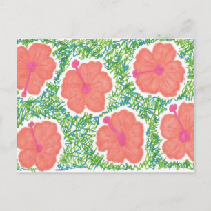 Hibiscus Pop Art Pattern Postcard