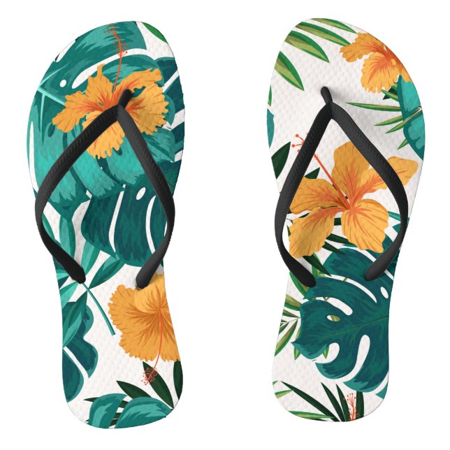 Hibiscus Print Flip Flops (Footbed)