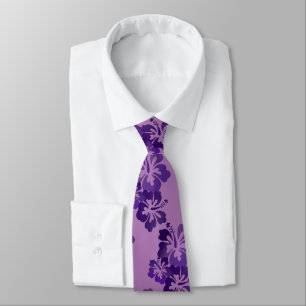Hibiscus purple neck tie