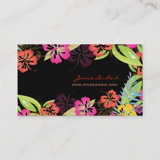 Customizable Retro bold tropical flowers business card template