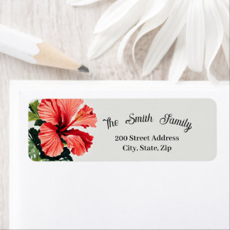 Hibiscus Return Street Address Label