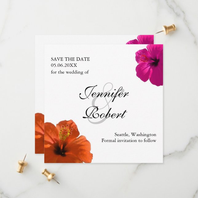 Hibiscus Save the Date Invitation (Front/Back In Situ)