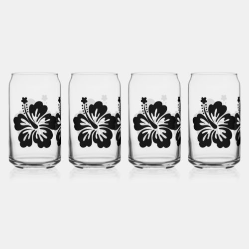 Hibiscus silhouette can glass