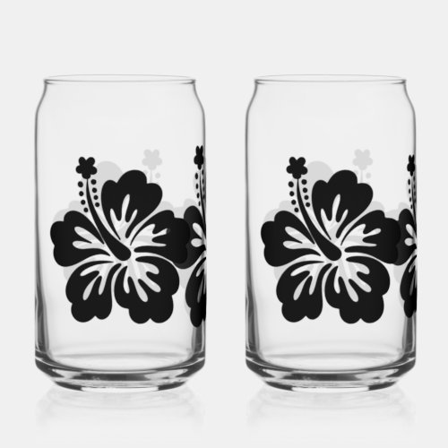 Hibiscus silhouette can glass