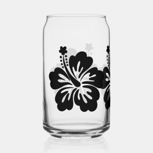 Hibiscus silhouette can glass