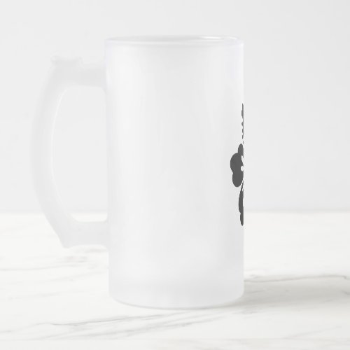 Hibiscus silhouette frosted glass beer mug