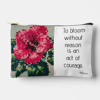 Hibiscus Soft Pastel Floral Pixel Art Accessory Pouch