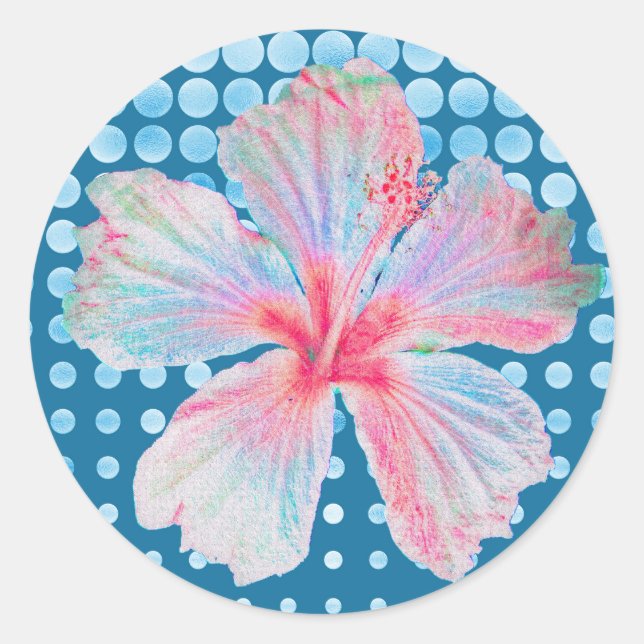 Hibiscus Sticker Design in Blue (Front)