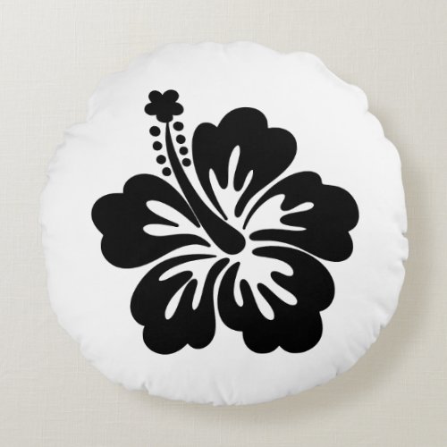 Hibiscus  summer  flower  illustration  hawaii   round pillow