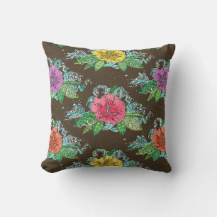 hibiscus surf coffee throw pillow