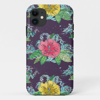 hibiscus surf grape iPhone 11 case