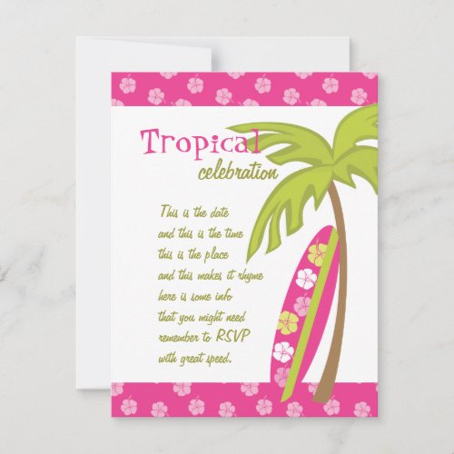 Hibiscus Surfboard Personalized Announcement