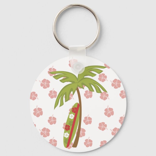 Hibiscus Surfboard Keychain (Front)