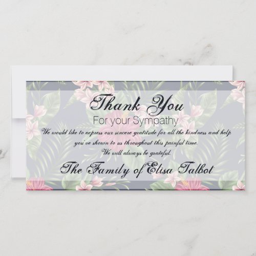 Hibiscus Sympathy Thank you Photo Card