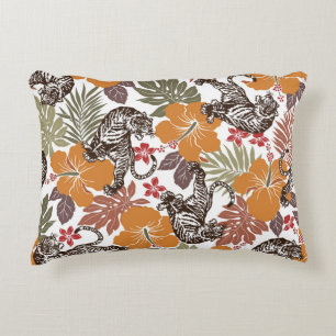 Hibiscus Tiger, Exotic Pattern. Accent Pillow