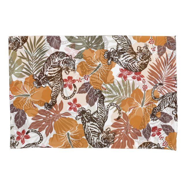 Hibiscus Tiger, Exotic Pattern. Pillow Case (Front)