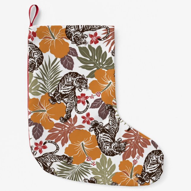 Hibiscus Tiger, Exotic Pattern. Small Christmas Stocking (Front)