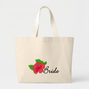 Hibiscus Tropical BRIDE Large Tote Bag