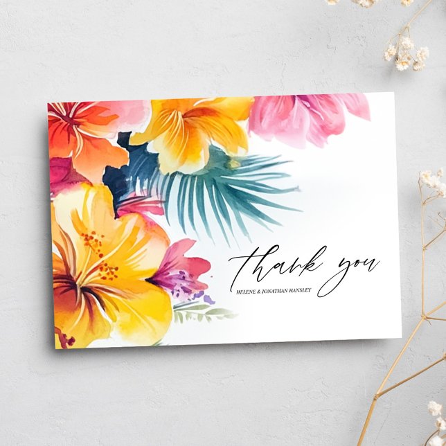 Hibiscus Tropical Floral Destination Wedding Thank You Card (Hibiscus Tropical Floral Destination Wedding Thank You Card)