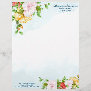 Hibiscus Tropical Floral Letterhead