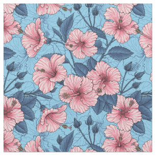 Hibiscus Tropical Floral Pattern Fabric