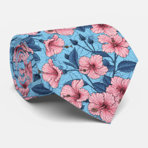 Hibiscus Tropical Floral Pattern Neck Tie