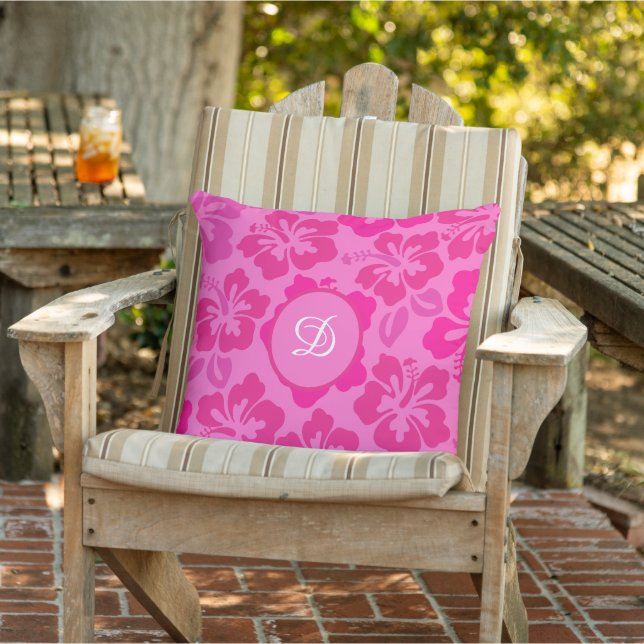 hibiscus tropical floral pattern outdoor pillow (Chair)