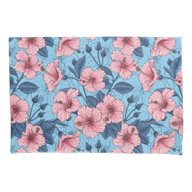 Hibiscus Tropical Floral Pattern Pillow Case (Front-Left)