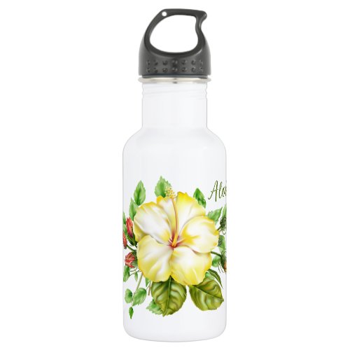 Hibiscus Tropical Floral Stainless Steel Water Bottle