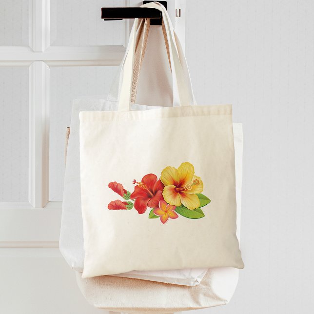 Hibiscus Tropical Floral Tote Bag (Hibiscus Tropical Floral Tote Bag)