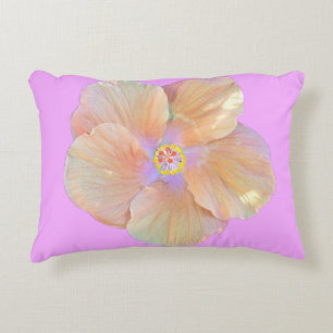 Hibiscus tropical flower cute peach pink purple accent pillow