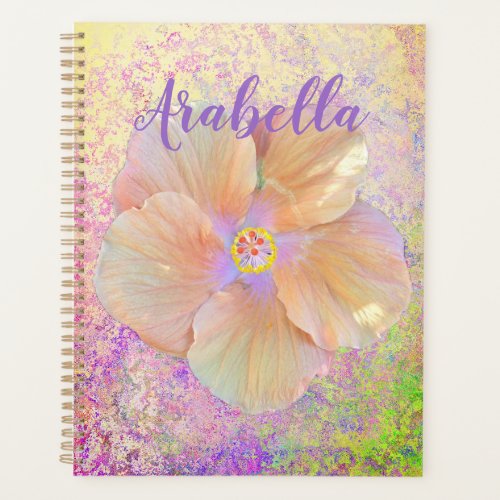 Hibiscus tropical flower iridescent pink gold cute planner