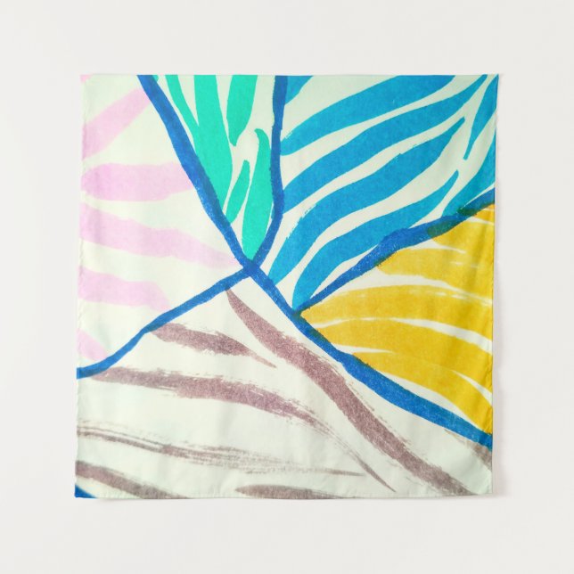 Hibiscus tropical leaves hawaiian ornament wallpap tapestry (Front)