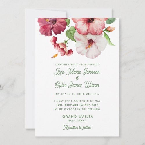 Hibiscus Tropical Wedding Invitation