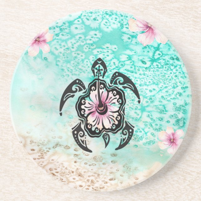 Hibiscus Turtle Coaster (Front)