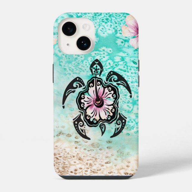 Hibiscus Turtle Iphone Case (Back)