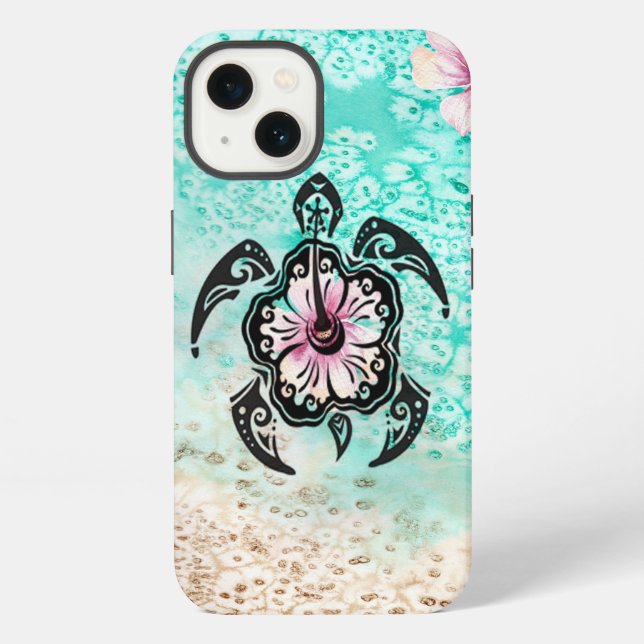 Hibiscus Turtle Iphone Case (Back)