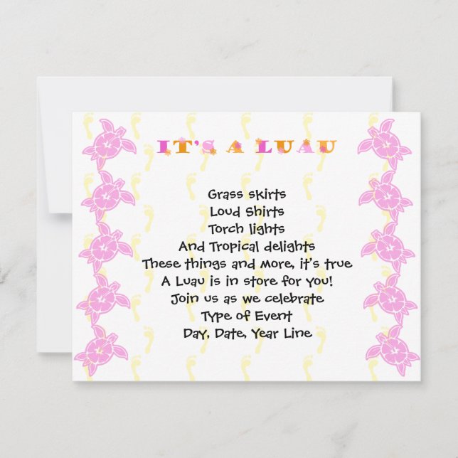 Hibiscus Turtle Luau Party Invitation (Front)