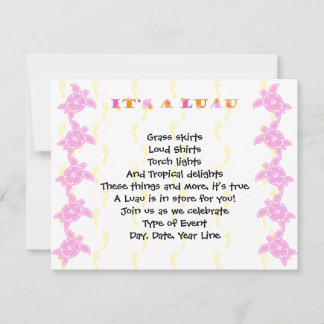 Hibiscus Turtle Luau Party Invitation