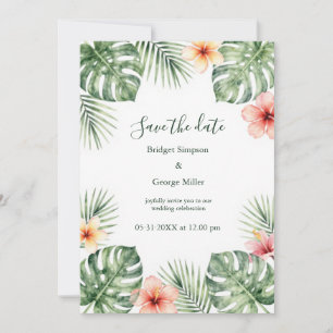 Hibiscus Vintage Hawaii Floral Tropical Wedding Invitation