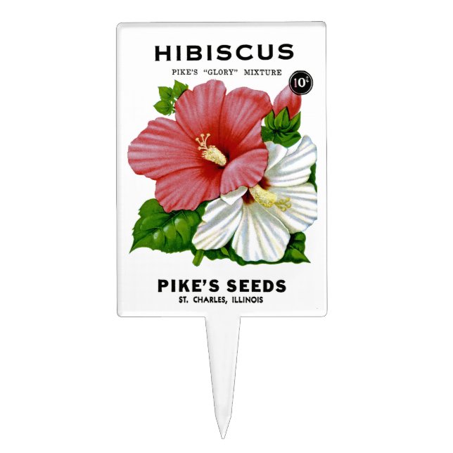 Hibiscus Vintage Seed Packet Cake Topper (Front)