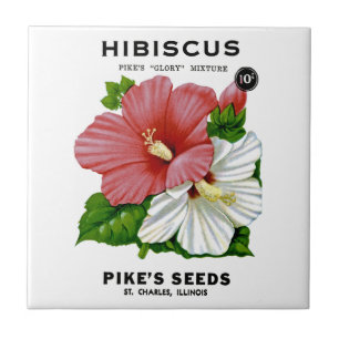 Hibiscus Vintage Seed Packet Ceramic Tile