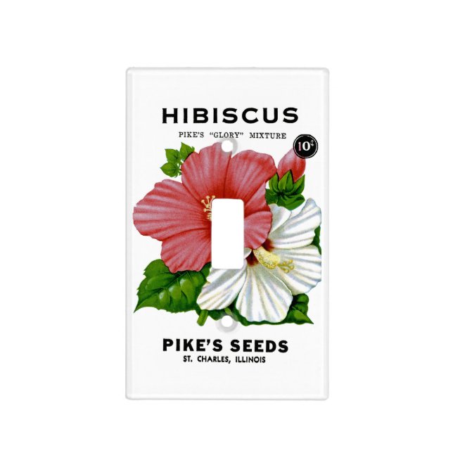 Hibiscus Vintage Seed Packet Light Switch Cover (Front)